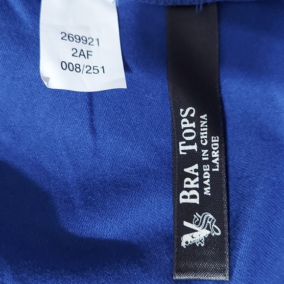 NWOT Fashions Bra Top blue with sequences size L. - Picture 5 of 5